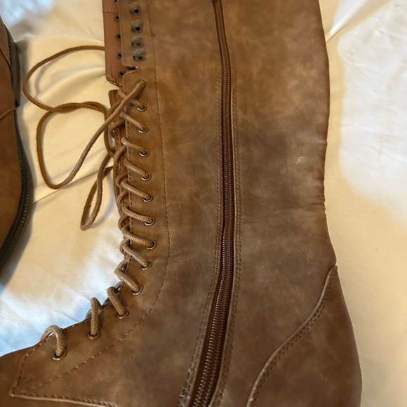 Mossimo Brown Lace-Up Tall Boots with side zipper size 11 - Picture 2 of 4